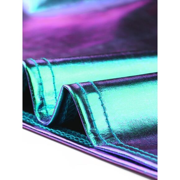 Shiny Party Holographic Sleeveless Slim Fit Metallic Cami Top Blue - Picture 5 of 5